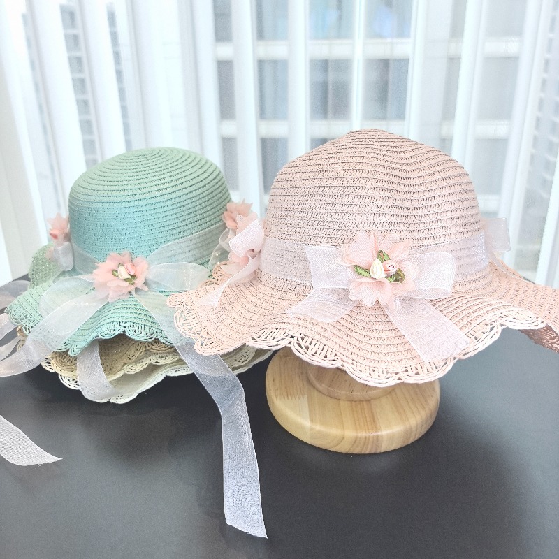 Girls 2pcs Straw Hat Solid Col - Bucket Hat Straw บทวิจารณ์และราคา